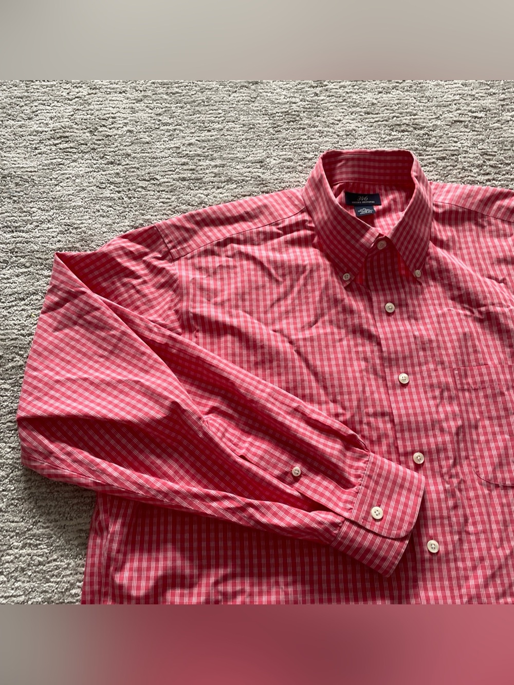 Brooks Brothers 346 Mens XL Pink Plaid Cotton Button Down Shirt Long Sleeve